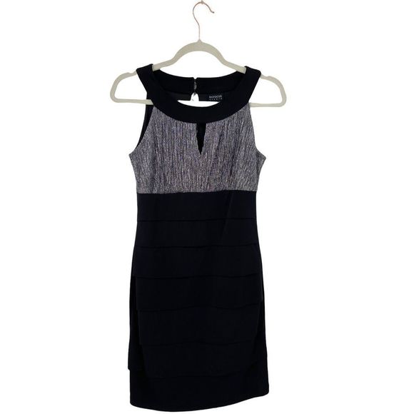Enfocus Studio Black Metallic Tierred Sheath‎ Dress Size 6 - Picture 1 of 8